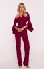 Stylove S416 kombinezon z rękawami z falbaną bordowy 